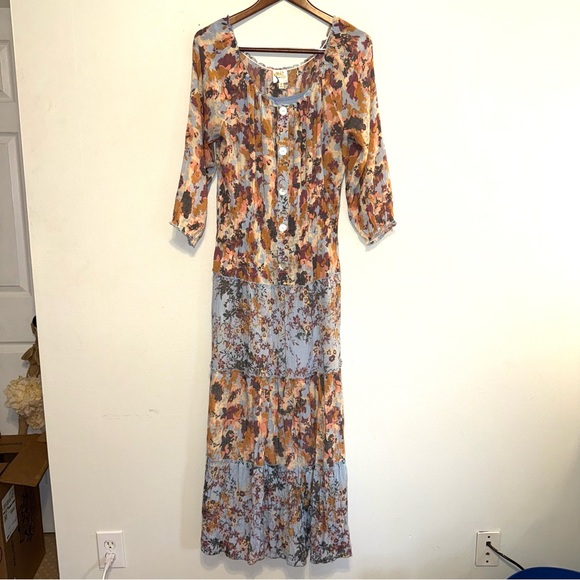 Anthropologie Dresses & Skirts - Anthropologie Fig and Flower Maxi Dress Floral Boho Button Front Floral Print L